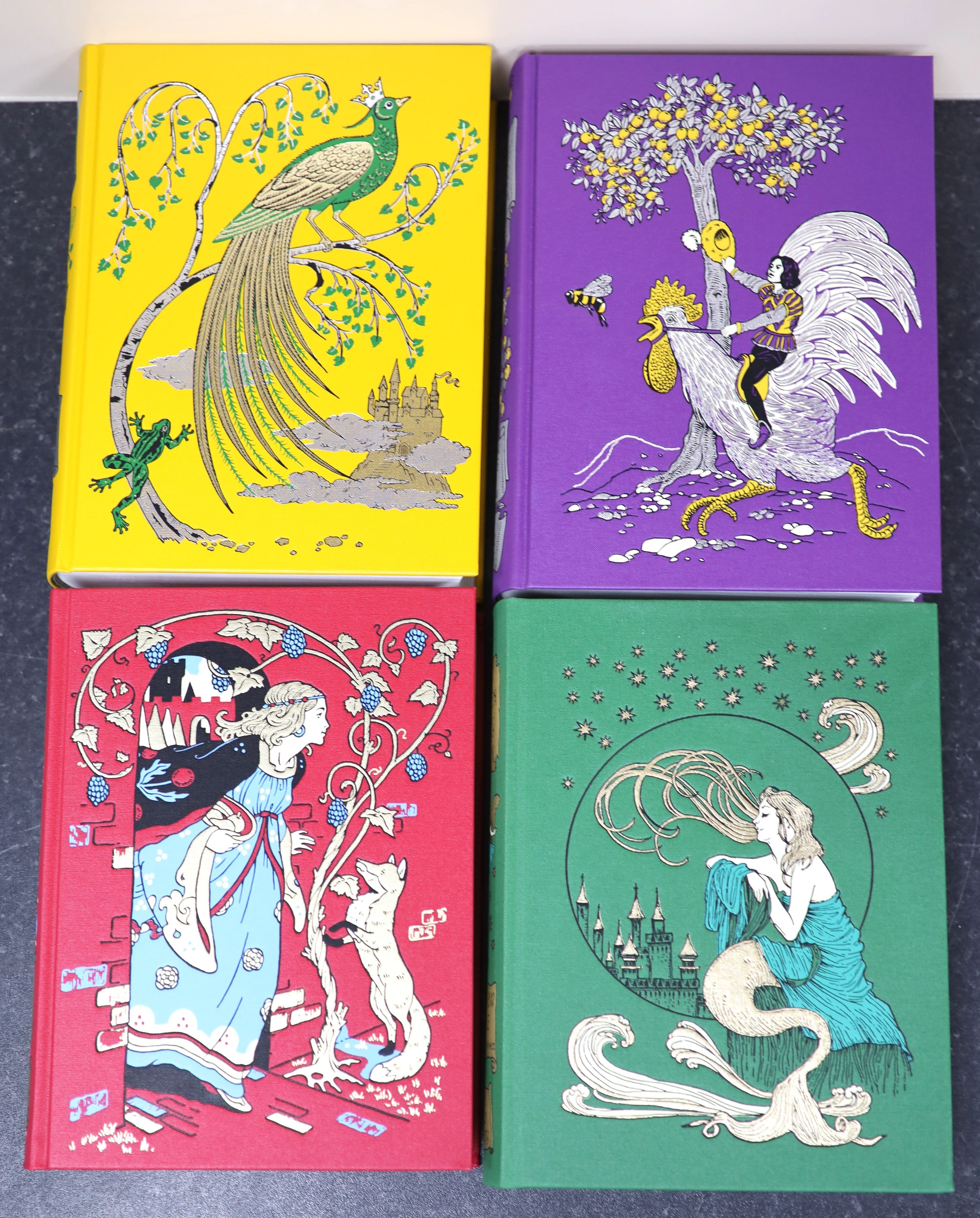 Lang, Andrew (Ed) -The Folio Society Rainbow Fairy Book Collection, Complete set of 12 volumes. (Blue, Red, Green, Yellow, Pink, Grey, Violet, Crimson, Brown, Orange, Olive, Lilac), bound in buckram and blocked in 4 colo